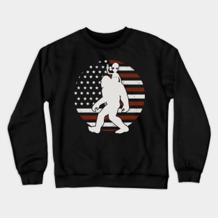 Bigfoot Usa Flag Funny Alien 4th of july Crewneck Sweatshirt